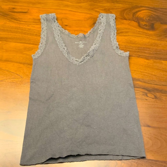 Brandi Melville lace-trimmed tank top. Dark grey. Purchased in Paris. - Picture 1 of 2